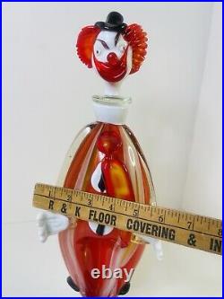 Vintage Mid Century Multicolor 16 Murano Figural Art Glass Clown Decanter