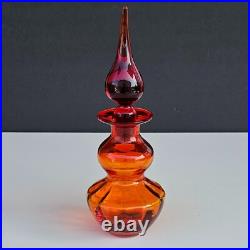 Vintage Mid Century Rainbow Amberina Art Glass Decanter 111