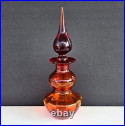 Vintage Mid Century Rainbow Amberina Art Glass Decanter 111