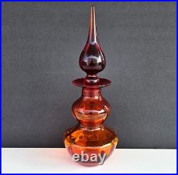 Vintage Mid Century Rainbow Amberina Art Glass Decanter 111
