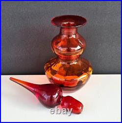 Vintage Mid Century Rainbow Amberina Art Glass Decanter 111