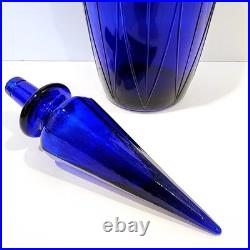 Vintage Mid-Century Rossini Empoli Cobalt Blue 18-3/4 Glass Decanter & Stopper