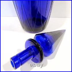 Vintage Mid-Century Rossini Empoli Cobalt Blue 18-3/4 Glass Decanter & Stopper