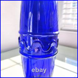 Vintage Mid-Century Rossini Empoli Cobalt Blue 18-3/4 Glass Decanter & Stopper
