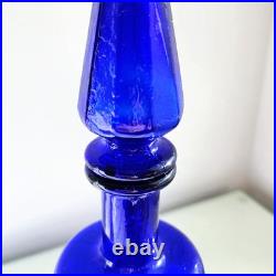 Vintage Mid-Century Rossini Empoli Cobalt Blue 18-3/4 Glass Decanter & Stopper