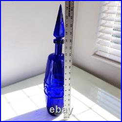 Vintage Mid-Century Rossini Empoli Cobalt Blue 18-3/4 Glass Decanter & Stopper