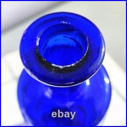 Vintage Mid-Century Rossini Empoli Cobalt Blue 18-3/4 Glass Decanter & Stopper