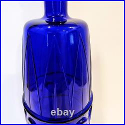 Vintage Mid-Century Rossini Empoli Cobalt Blue 18-3/4 Glass Decanter & Stopper