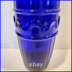 Vintage Mid-Century Rossini Empoli Cobalt Blue 18-3/4 Glass Decanter & Stopper