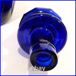 Vintage Mid-Century Rossini Empoli Cobalt Blue 18-3/4 Glass Decanter & Stopper