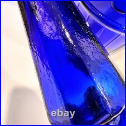 Vintage Mid-Century Rossini Empoli Cobalt Blue 18-3/4 Glass Decanter & Stopper