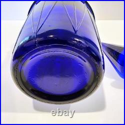 Vintage Mid-Century Rossini Empoli Cobalt Blue 18-3/4 Glass Decanter & Stopper