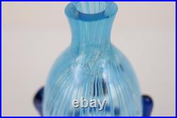 Vintage MidCentury Fratelli Toso Happy Face Dog Clown Blue Murano Glass Decanter