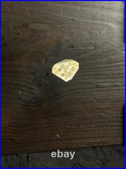 Vintage MidCentury Spanish Gothic Brutalist Amber Glass Decanter Trio Wood