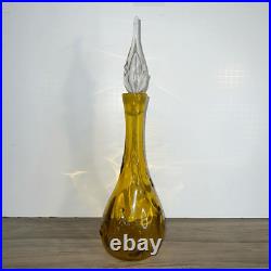 Vintage Midcentury 1950 Bischoff Honey Amber Pinched Glass Decanter Hand Blown