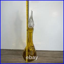 Vintage Midcentury 1950 Bischoff Honey Amber Pinched Glass Decanter Hand Blown