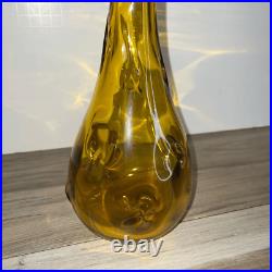 Vintage Midcentury 1950 Bischoff Honey Amber Pinched Glass Decanter Hand Blown