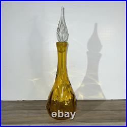 Vintage Midcentury 1950 Bischoff Honey Amber Pinched Glass Decanter Hand Blown