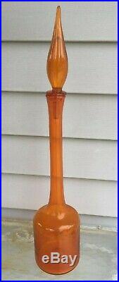 Vintage Midcentury Blenko Tangerine Glass 23.5 Decanter with Stopper