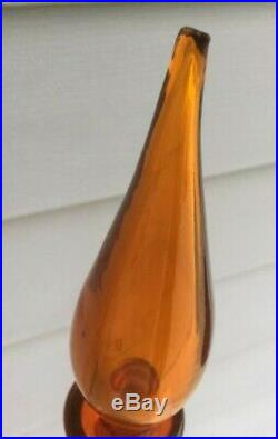 Vintage Midcentury Blenko Tangerine Glass 23.5 Decanter with Stopper