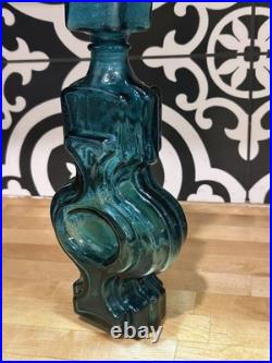 Vintage Midcentury Helena Tynell Style Blue Glass Decanter Italian Empoli READ