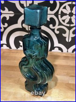 Vintage Midcentury Helena Tynell Style Blue Glass Decanter Italian Empoli READ