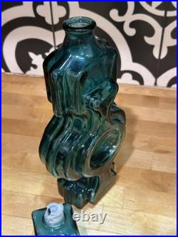 Vintage Midcentury Helena Tynell Style Blue Glass Decanter Italian Empoli READ