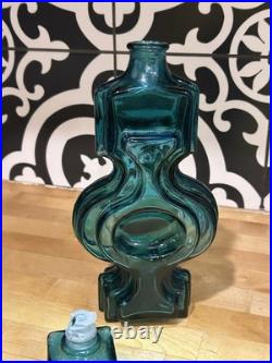 Vintage Midcentury Helena Tynell Style Blue Glass Decanter Italian Empoli READ