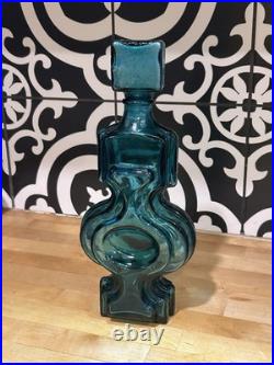Vintage Midcentury Helena Tynell Style Blue Glass Decanter Italian Empoli READ