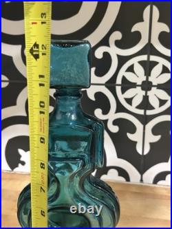 Vintage Midcentury Helena Tynell Style Blue Glass Decanter Italian Empoli READ