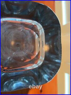 Vintage Midcentury Stromberg Glass Decanter Swedish Blue Signed