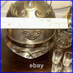 Vintage Military Helmet Bar Set with Decanter & Shot Glasses