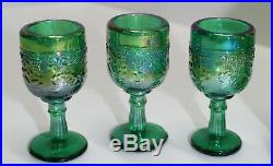 Vintage Mini Miniature Carnival Glass Lotus Fenton Encore Decanter Goblet Set