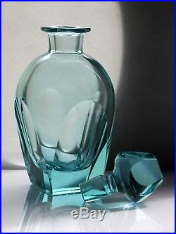 Vintage Moser Czech Bohemian Beryl Glass Decanter Set 1949 1989's