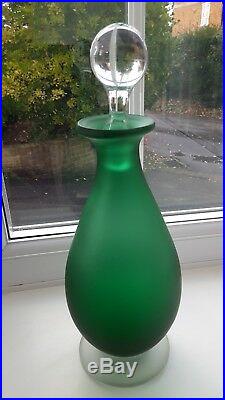 Vintage Murano Carlo Moretti green'Satinato' art glass decanter C1960's