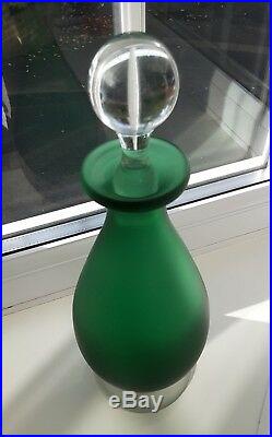 Vintage Murano Carlo Moretti green'Satinato' art glass decanter C1960's