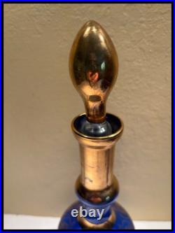 Vintage Murano Cobalt Blue Venetian Theme Decanter With Six Glasses Cordial Set