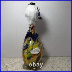 Vintage Murano Glass Clown Decanter 13 Two-Piece Multicolor Italy READ