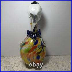 Vintage Murano Glass Clown Decanter 13 Two-Piece Multicolor Italy READ