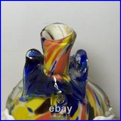 Vintage Murano Glass Clown Decanter 13 Two-Piece Multicolor Italy READ