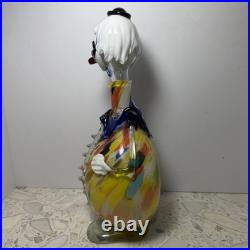 Vintage Murano Glass Clown Decanter 13 Two-Piece Multicolor Italy READ