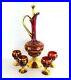 Vintage-Murano-Glass-Decanter-4-Glasses-Red-Etched-with-Gold-Roman-Motifs-01-baho