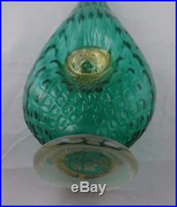 Vintage Murano Glass Decanter And Stopper With Applied Lion Head And Berries