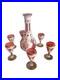 Vintage-Murano-Italian-Art-Glass-Cordial-Decanter-Set-Pink-Floral-Gold-Gilt-01-vvld