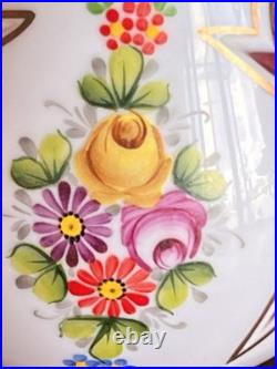 Vintage Murano Italian Art Glass Cordial Decanter Set Pink Floral Gold Gilt