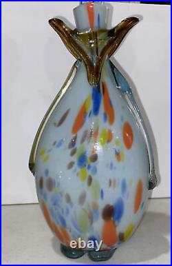 Vintage Murano Style Hand Blown Glass Confetti Clown Decanter Bottle 14