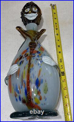 Vintage Murano Style Hand Blown Glass Confetti Clown Decanter Bottle 14