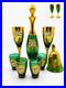 Vintage-Murano-Tre-Fuochi-Italian-Green-Glass-Decanter-Set-24K-Gold-8pc-OBO-01-kzsf
