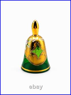 Vintage Murano Tre Fuochi Italian Green Glass Decanter Set 24K Gold 8pc OBO