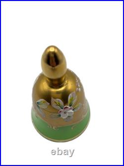 Vintage Murano Tre Fuochi Italian Green Glass Decanter Set 24K Gold 8pc OBO